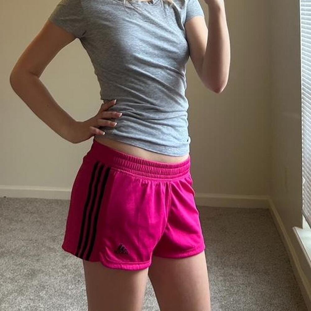 low rise hot pink athletic adidas mesh micro shorts